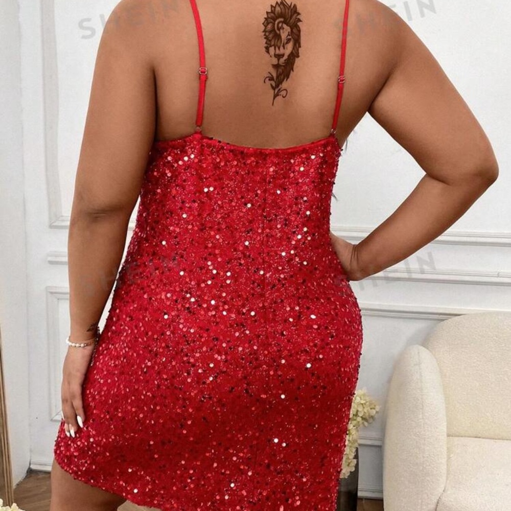 Red sequin dress